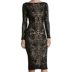 Emery Sequin Embellished Long-Sleeve Bodycon Dress
